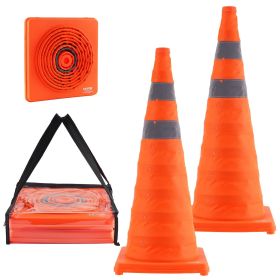 VEVOR Safety Cones, 2 Pack 28 inch Collapsible Traffic Cones, Construction Cones with Reflective Collars, Wide Base and A Storage Bag